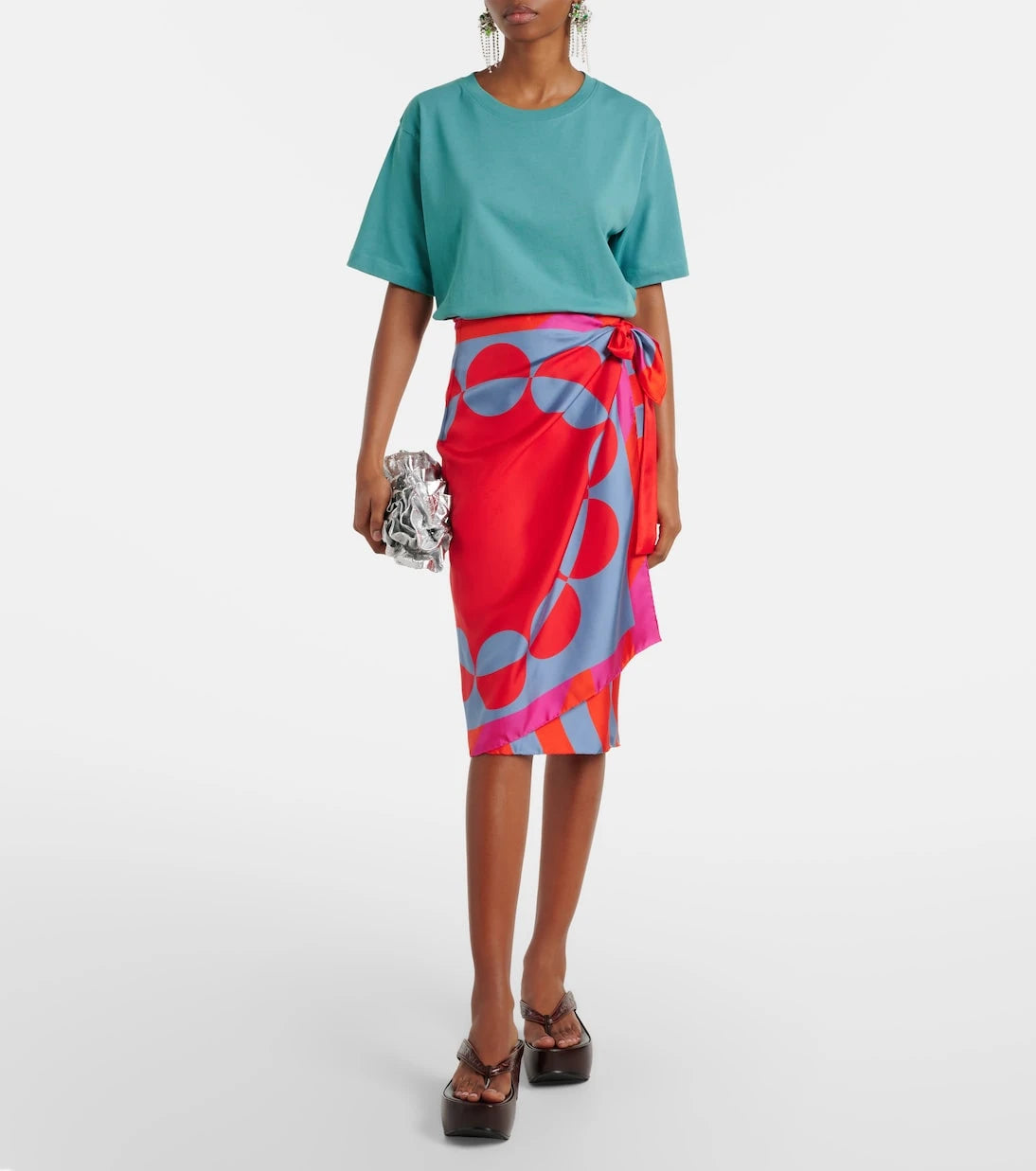 Dries Van Noten - Printed silk wrap skirt