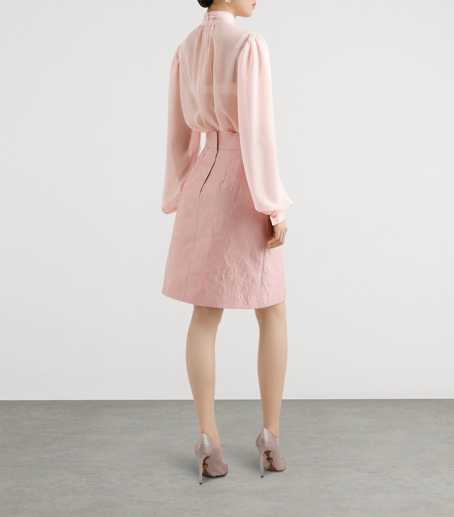 Dolce & Gabbana Silk Georgette Bow-Detail Blouse