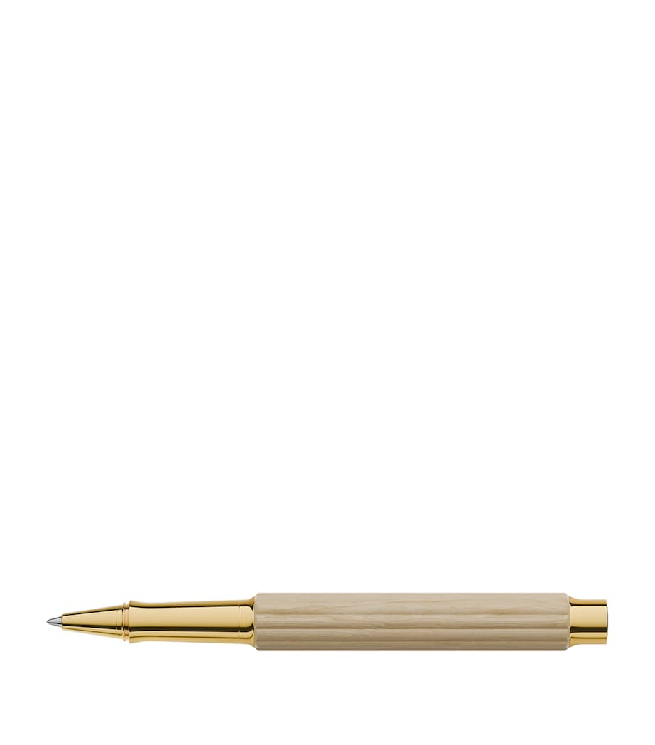 Gold-Trim Hornbeam Wood Bloom Rollerball Pen