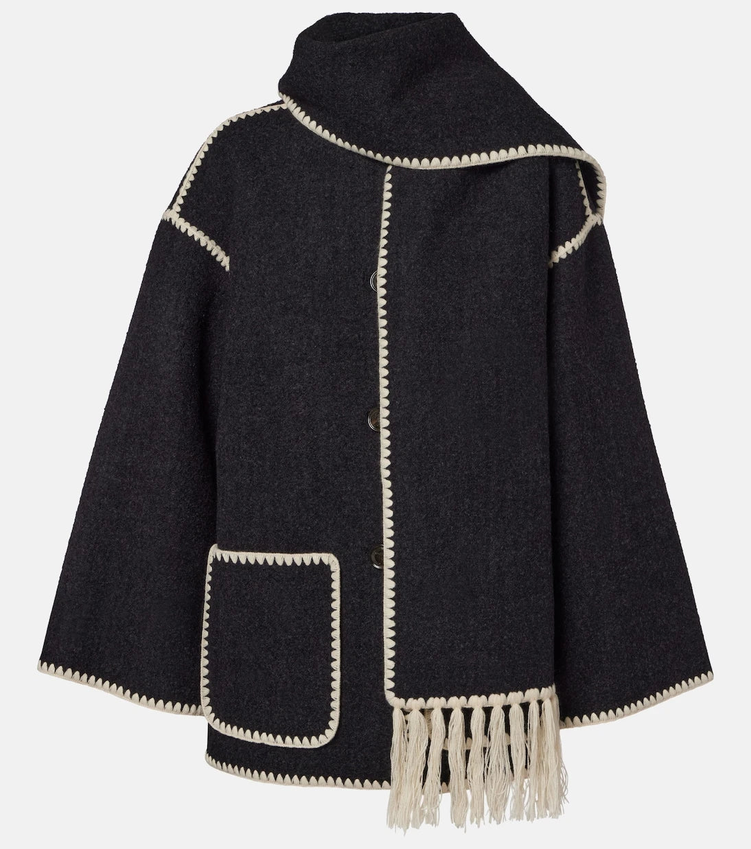 Toteme - Embroidered wool-blend scarf jacket