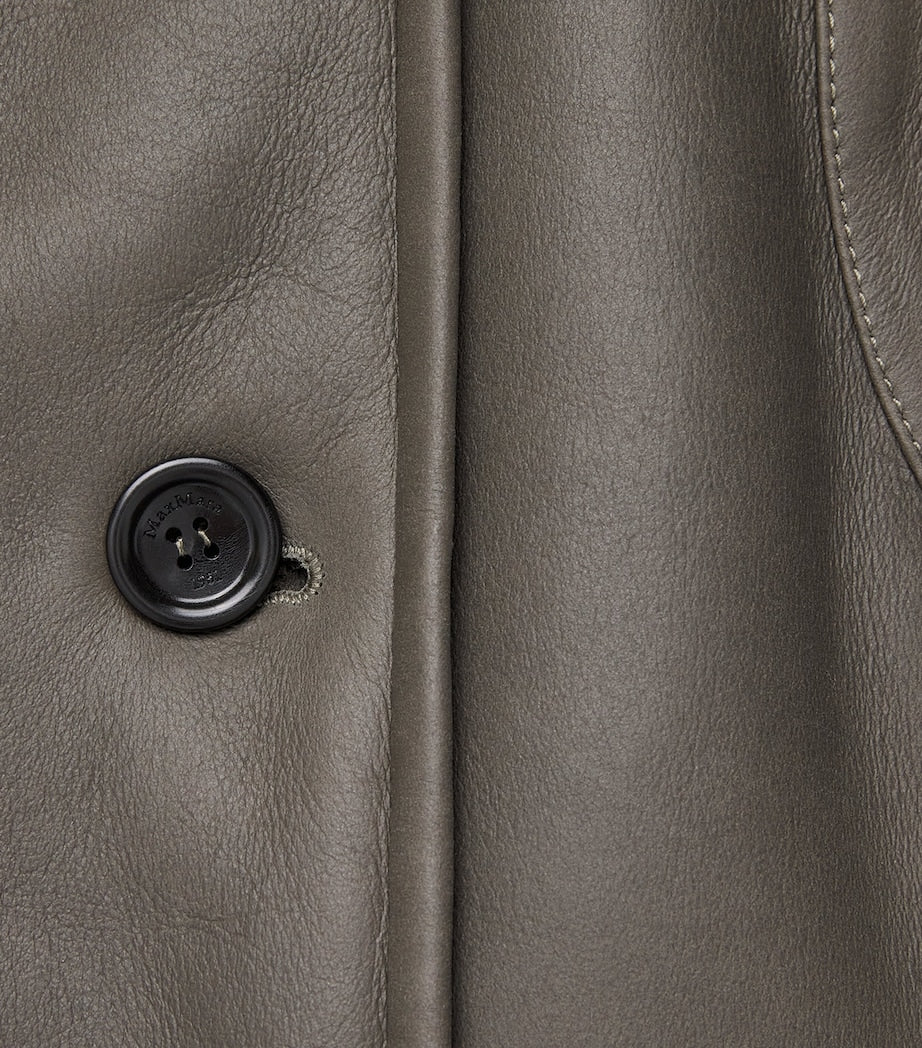 Max Mara Green Reversible Leather-Shearling Gilet