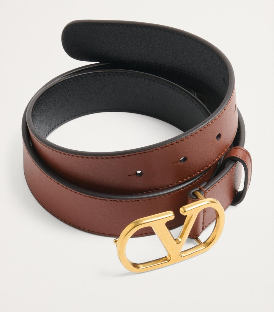 Valentino Garavani Brown Leather VLogo Signature Belt