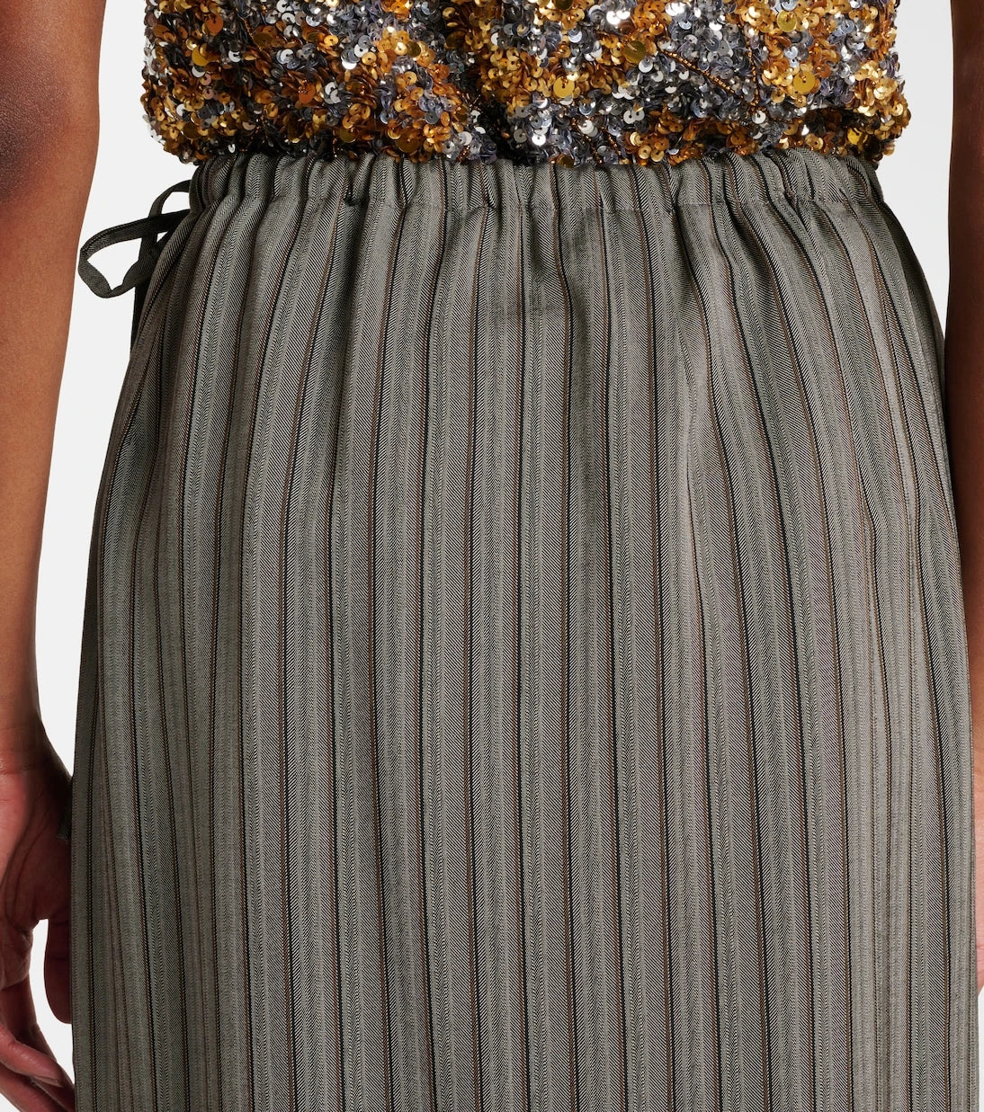 Dries Van Noten - Sequined striped midi skirt