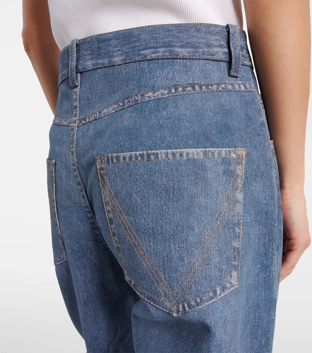 Bottega Veneta - Denim-printed wide-leg leather pants