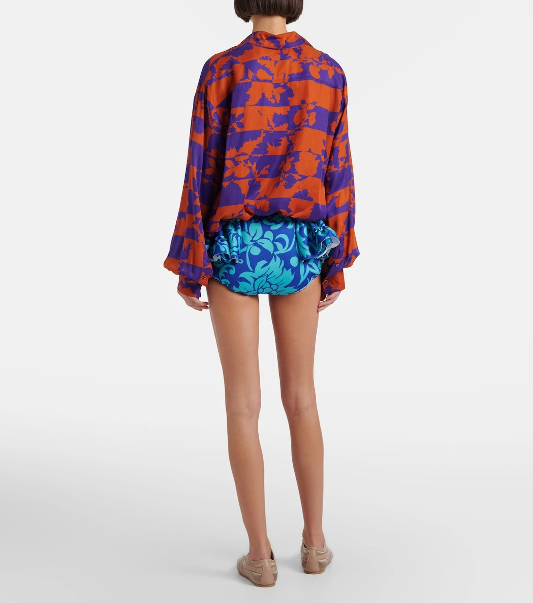 Dries Van Noten - Ruffled printed shorts