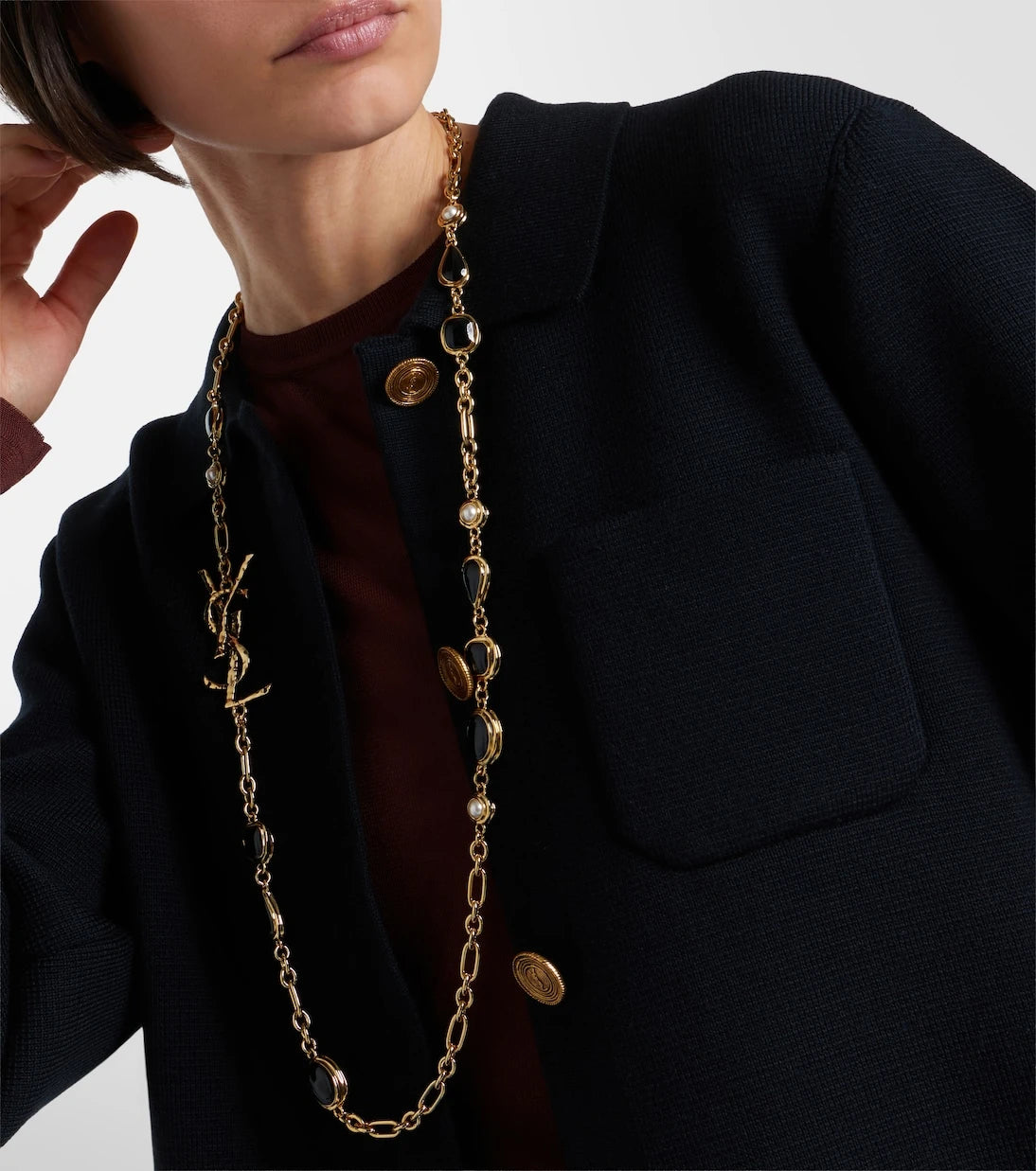 Saint Laurent - Cassandre embellished chain necklace