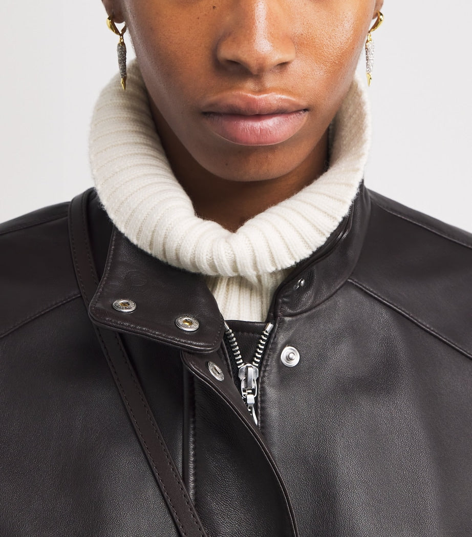 White Cashmere-Blend Rollneck Sweater