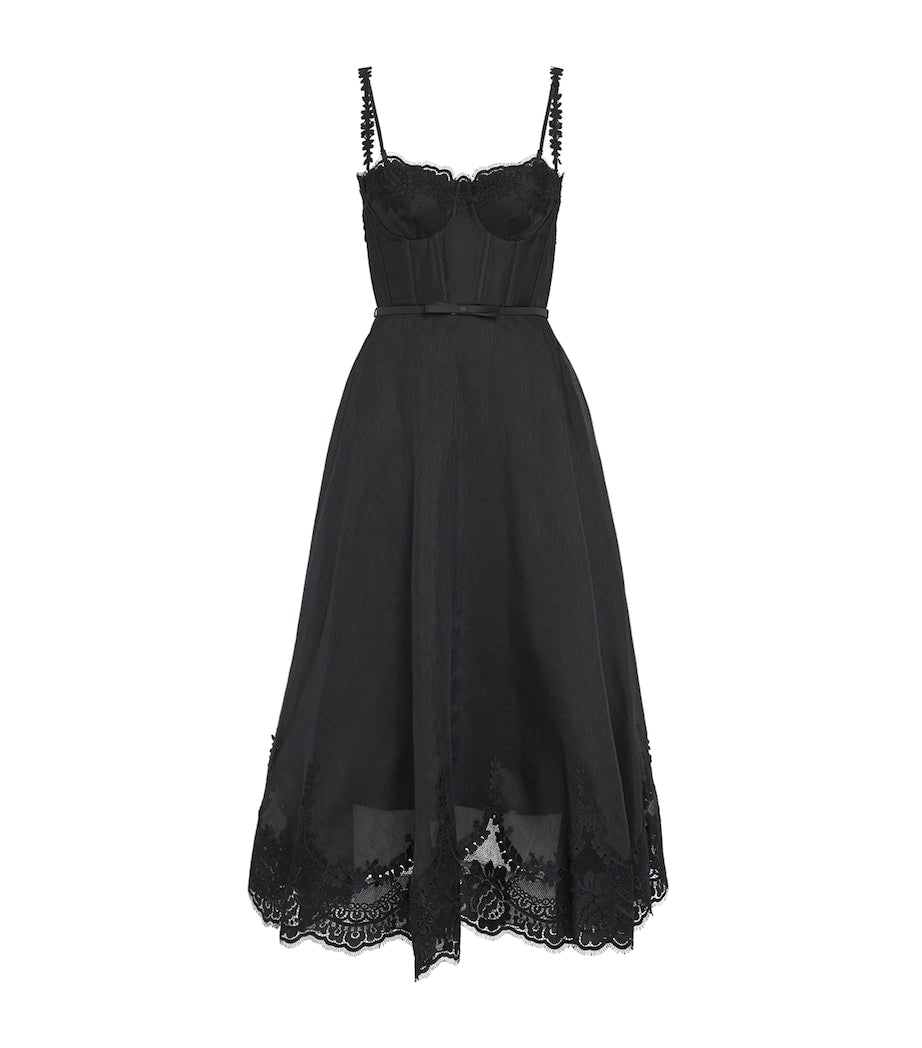 Linen-Silk Hypnotic Midi Dress