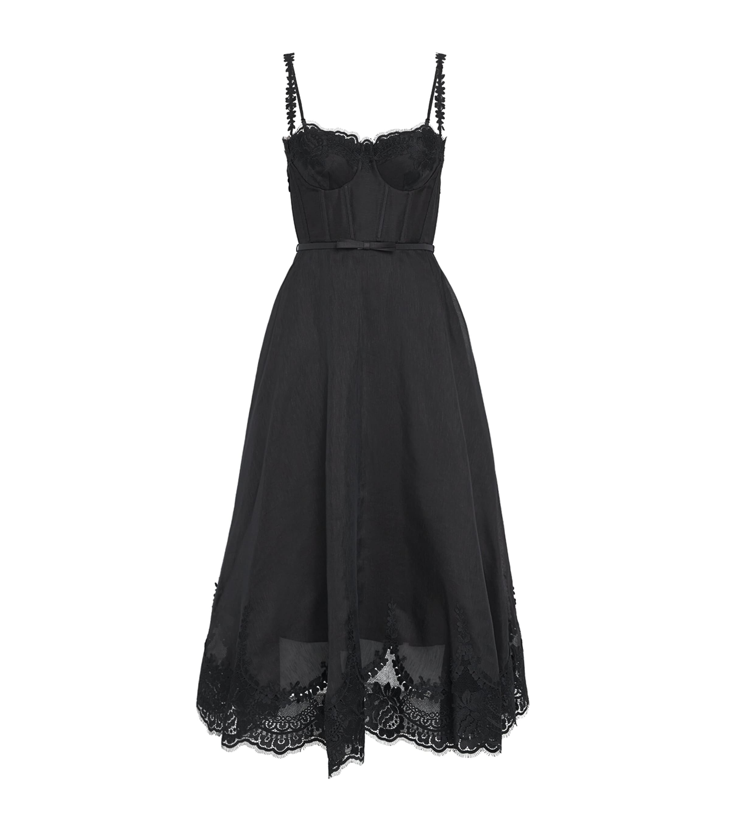 Black Linen-Silk Hypnotic Midi Dress