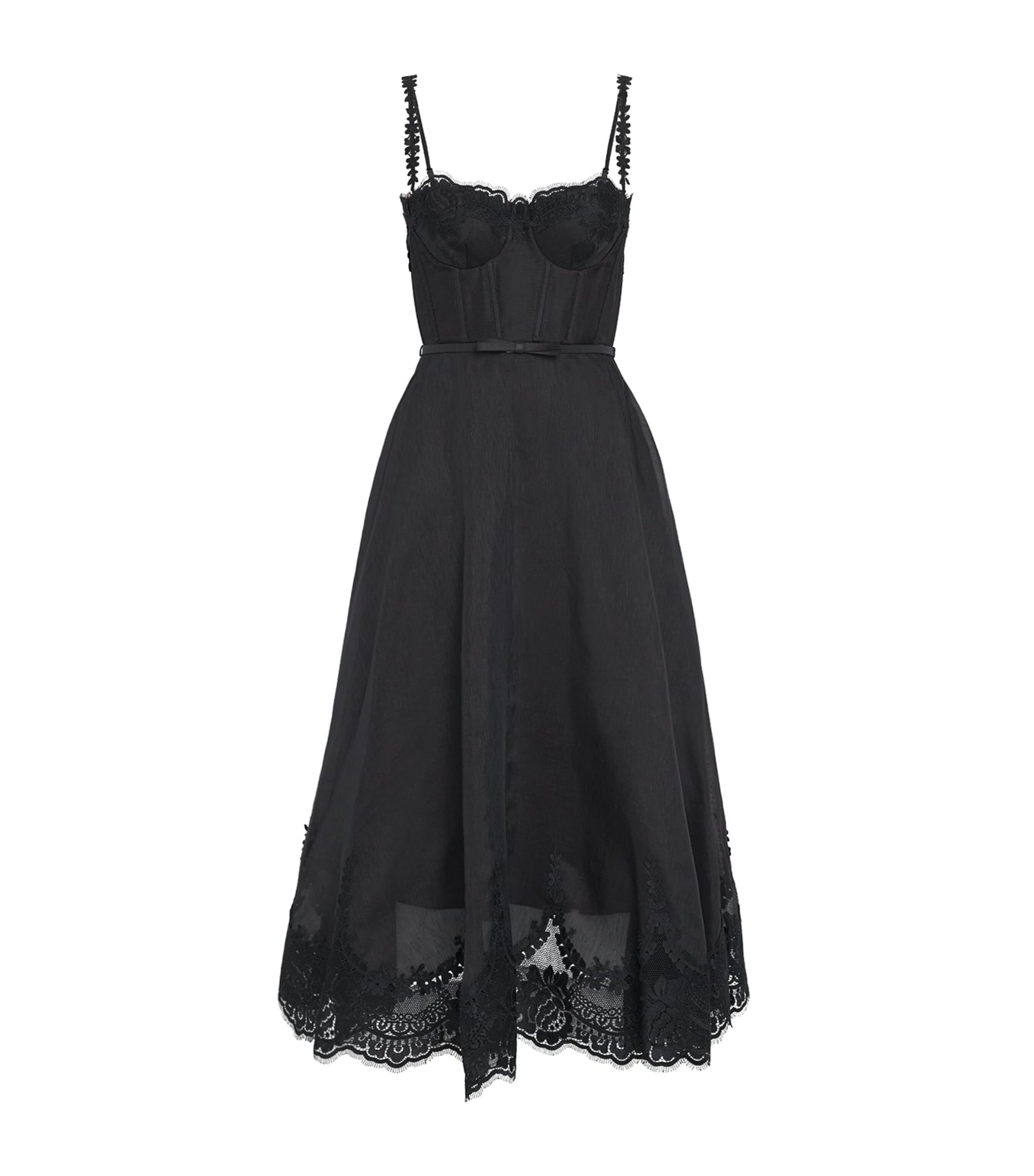 Black Linen-Silk Hypnotic Midi Dress