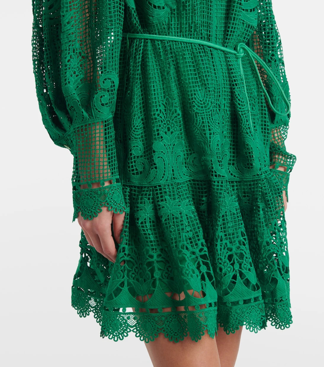Farm Rio - Tropical Flight Green guipure minidress