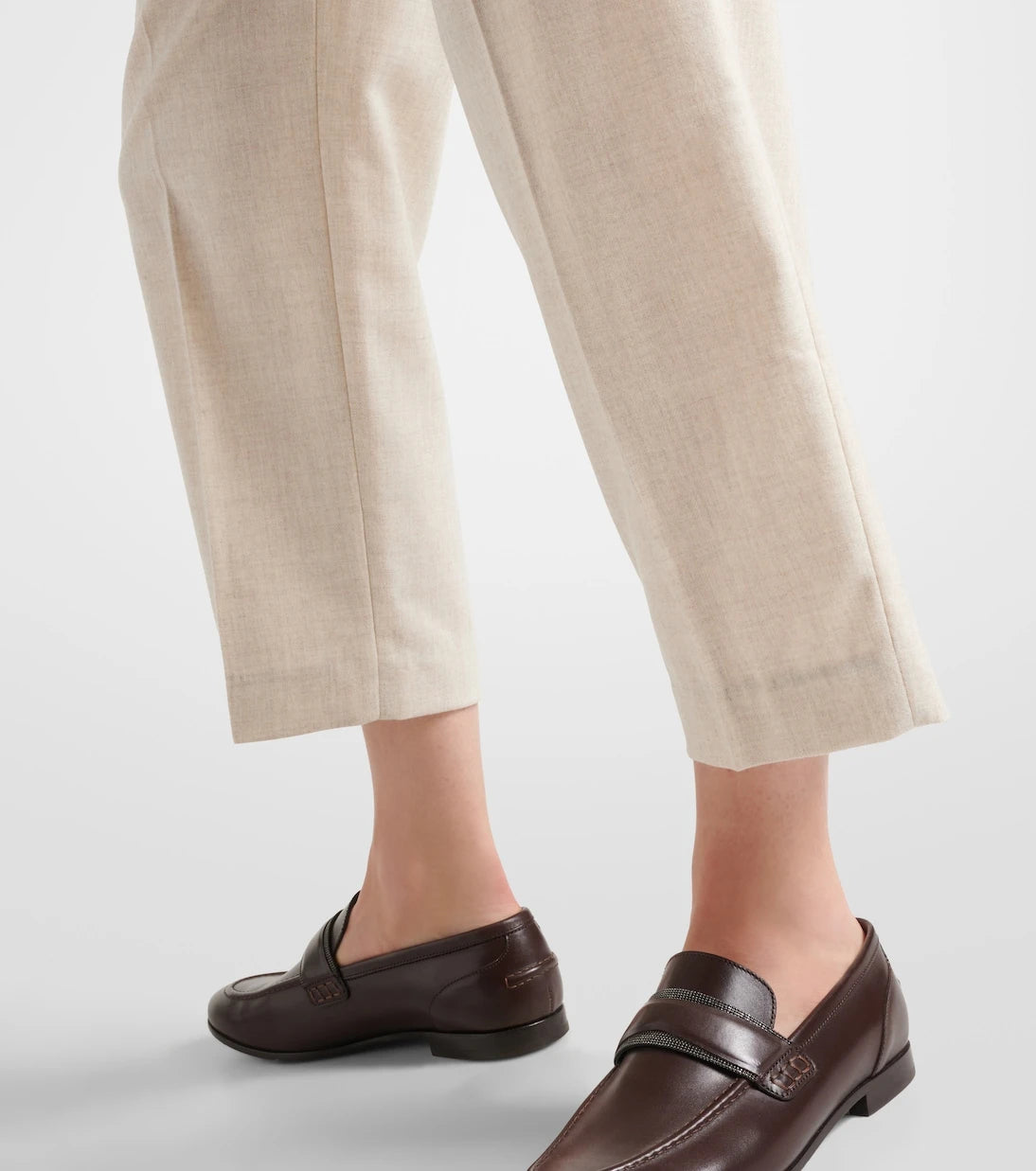 Brunello Cucinelli - بنطلون مستقيم مطوي من القطن