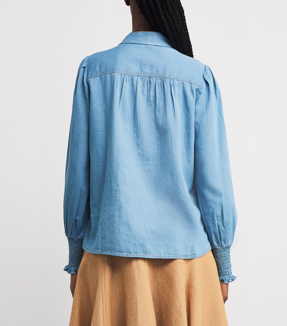 Blue Cotton Chambray Blouse