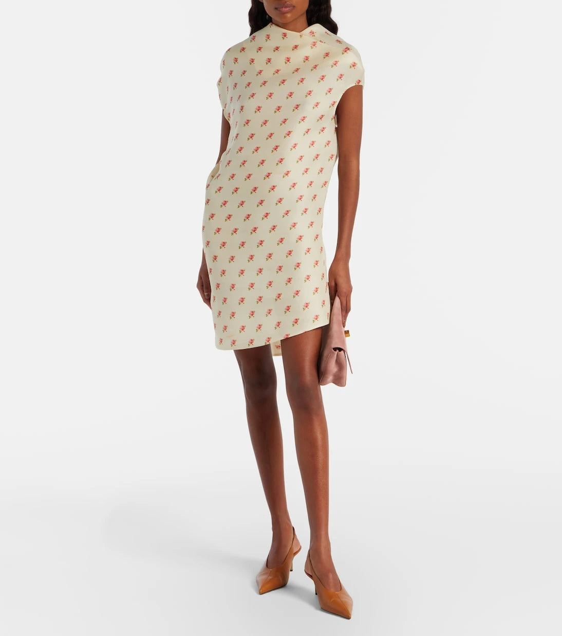 Khaite - Floral draped silk minidress