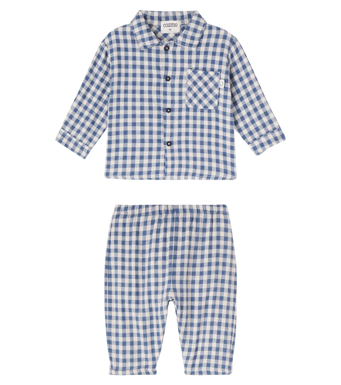 Cozmo - Baby gingham cotton flannel shirt and pants set