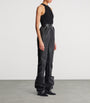 Balmain Black Croc-Embossed Straight-Leg Trousers