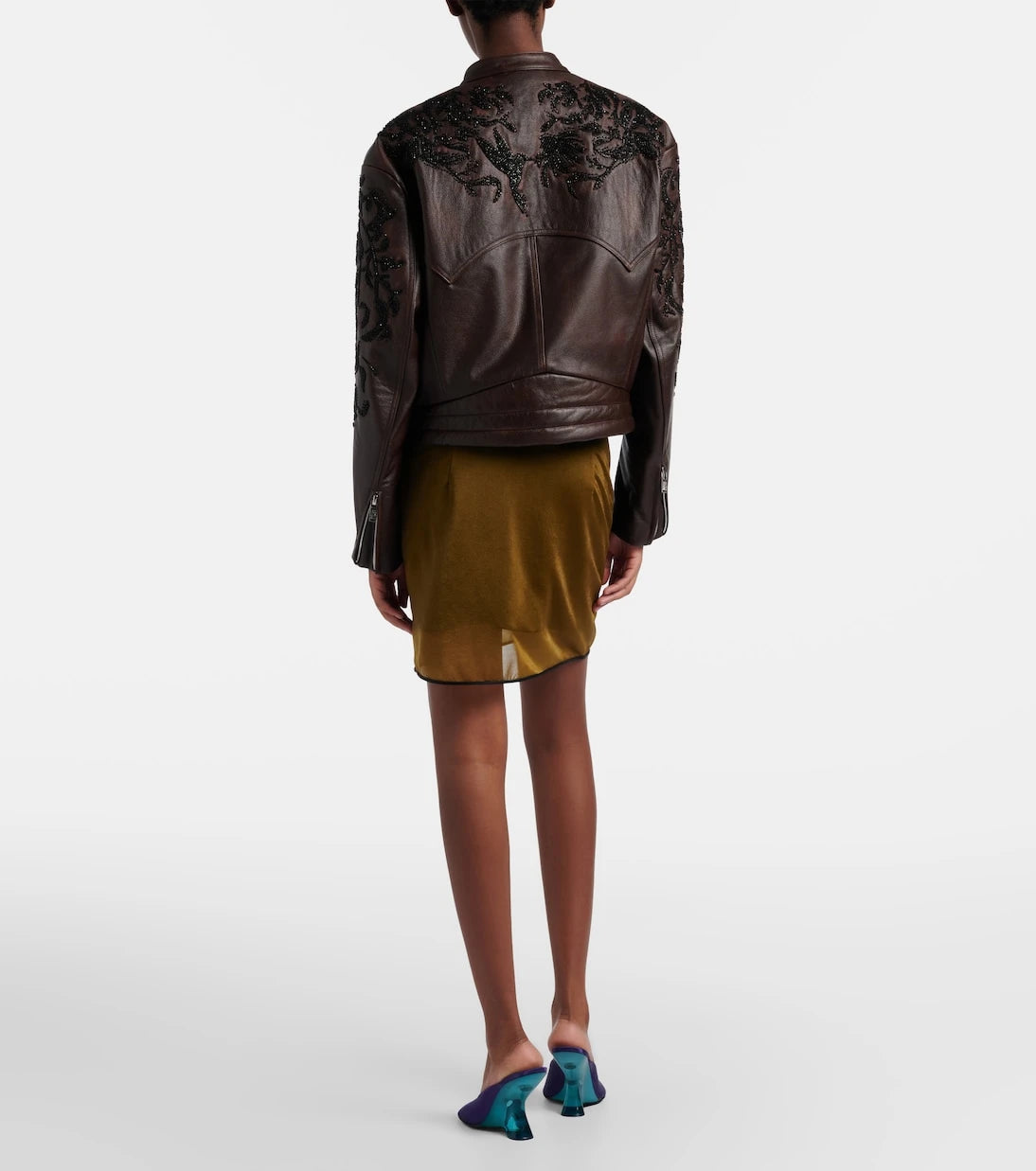 Jacques Wei - Beaded floral miniskirt