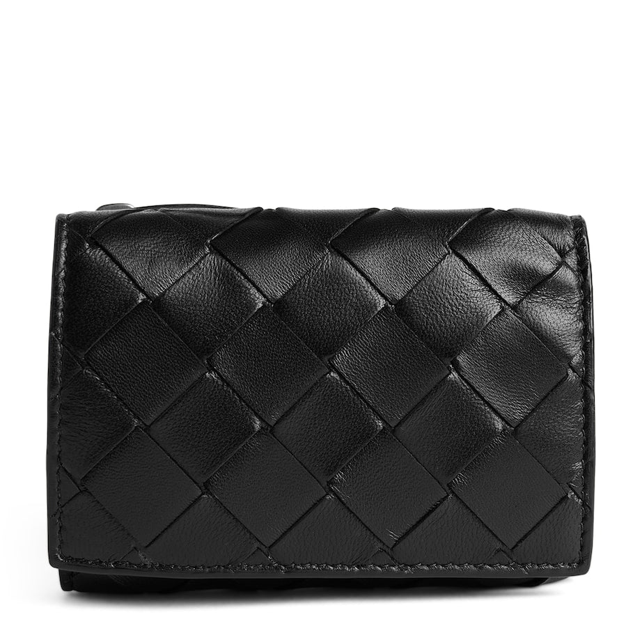 Leather Intrecciato Trifold Wallet