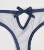 Fleur Du Mal Blue Lily Embroidered Hipster Thong