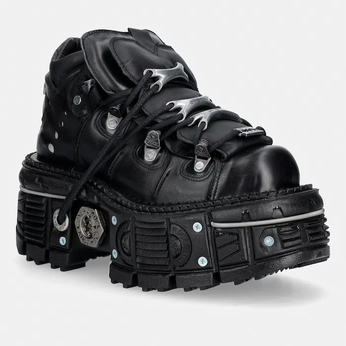 New Rock ITALI NEGRO, TERNERA NEGRO, PULIK NEGRO kadın deri spor ayakkabı
