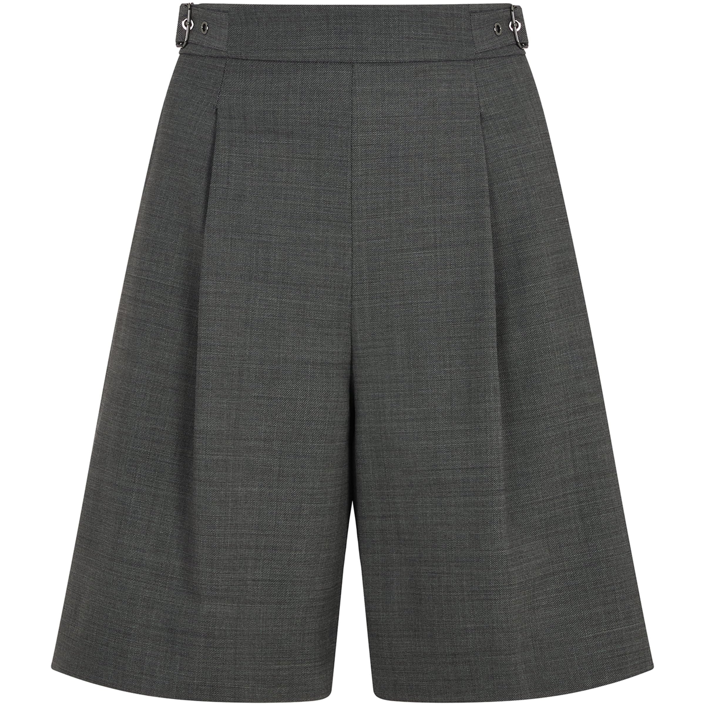 Grey Pleated Bermuda Shorts