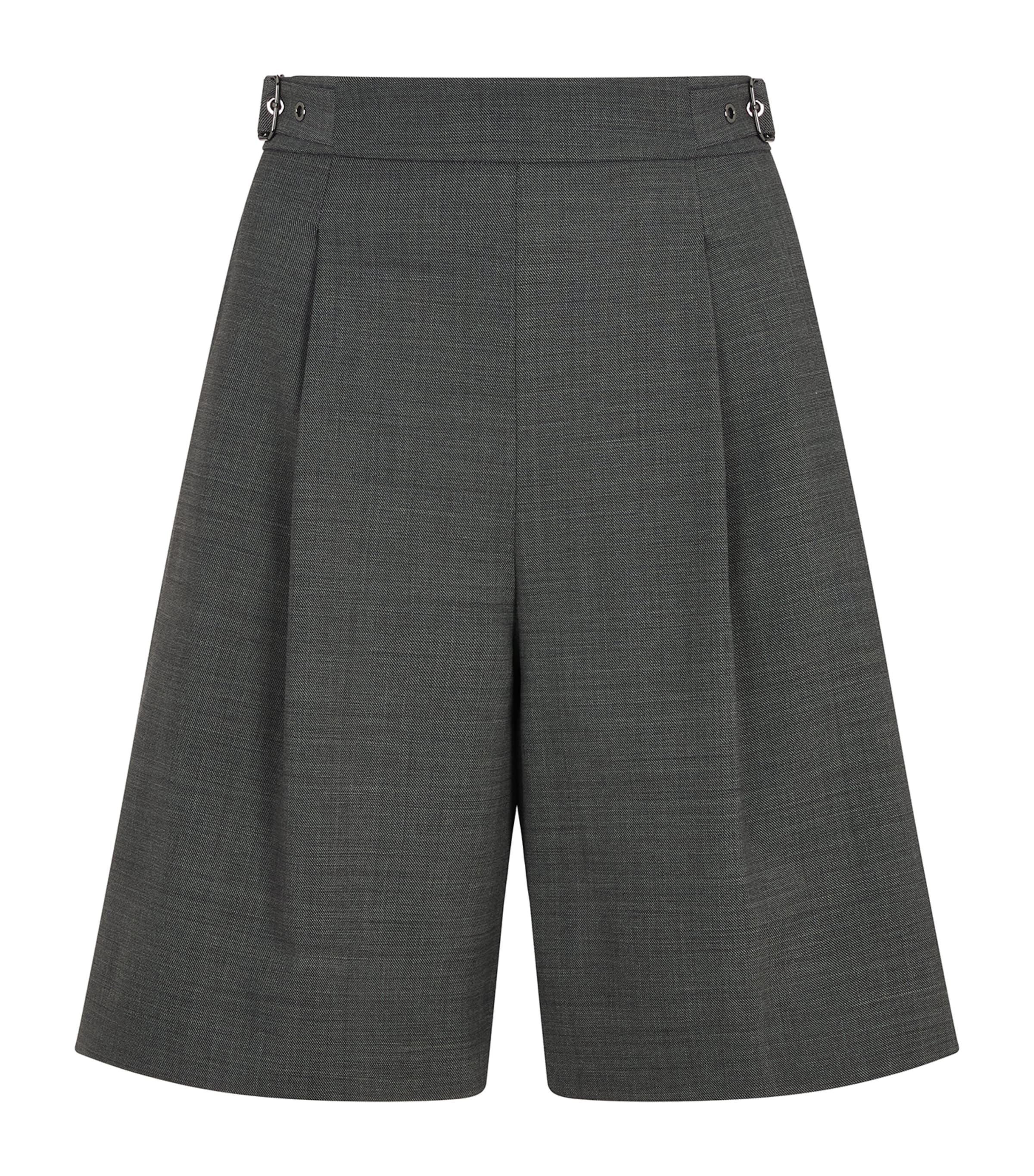 Grey Pleated Bermuda Shorts