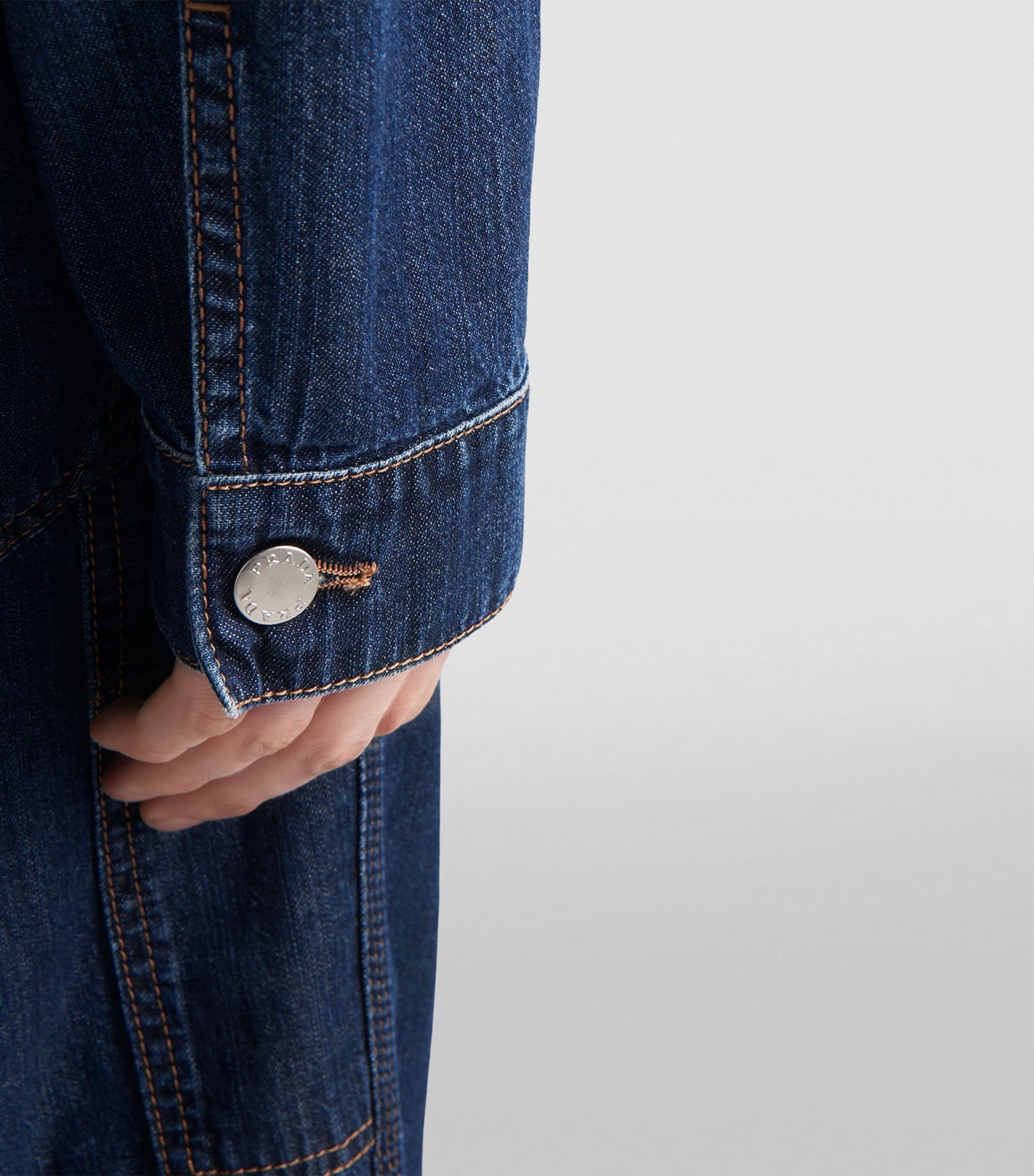 Prada Blue Logo-Plaque Denim Jacket