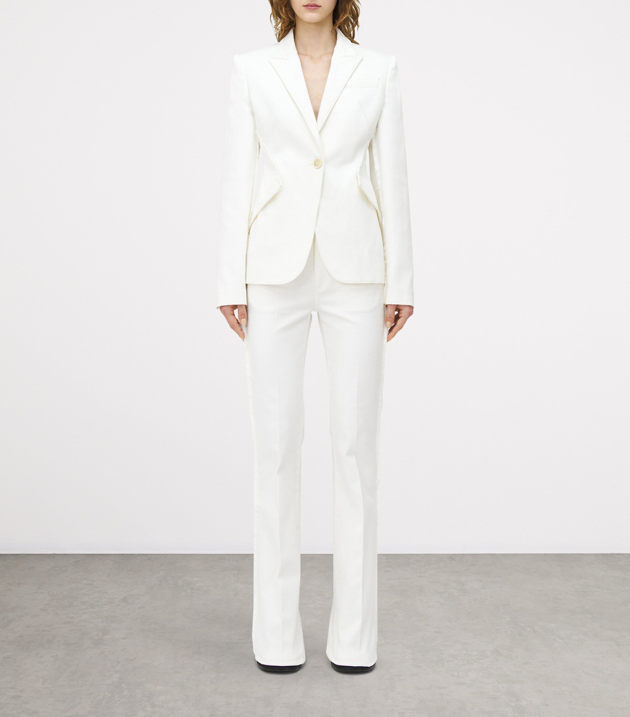 McQueen White Denim Single-Breasted Blazer