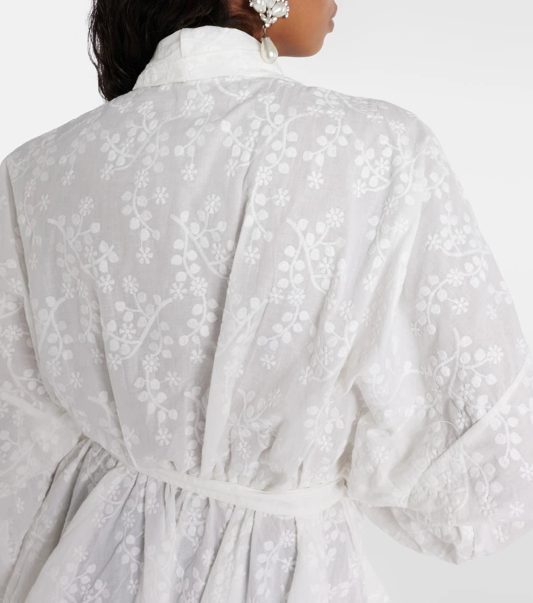 Norma Kamali - Bow-detail embroidered cotton minidress