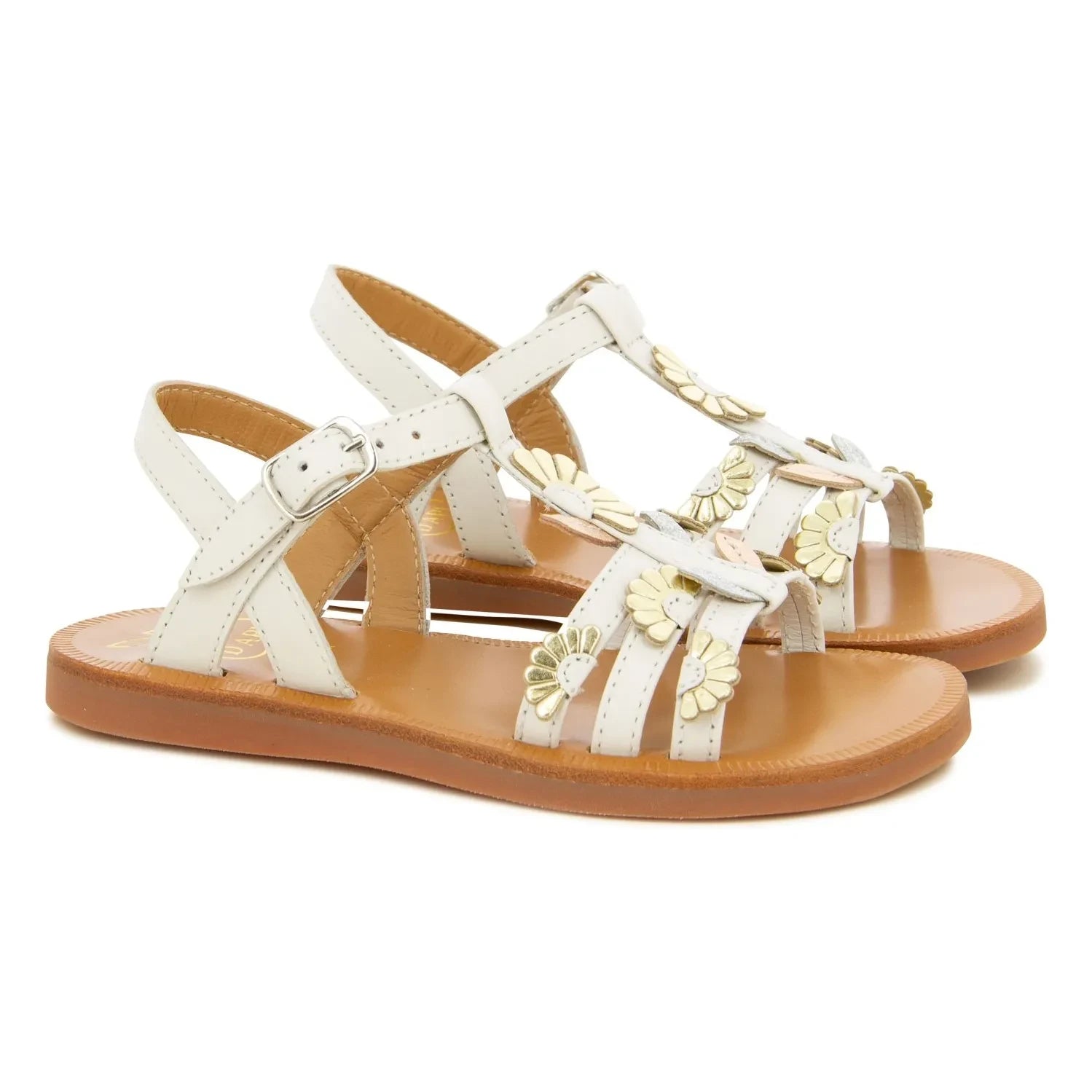 Pom d'Api - Plagette Multi Daisy sandals | Cream