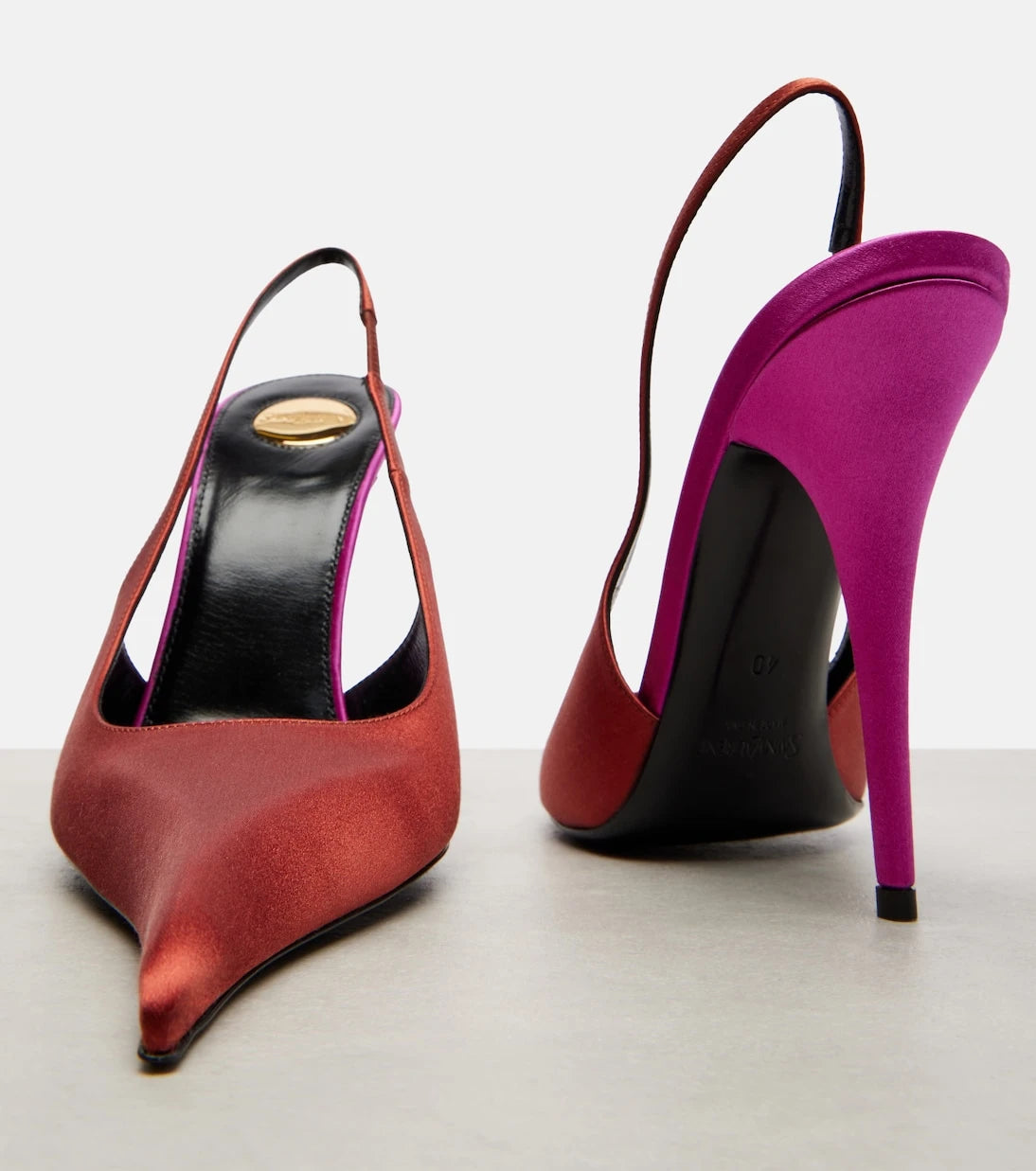 Saint Laurent - Deroche crêpe satin slingback pumps