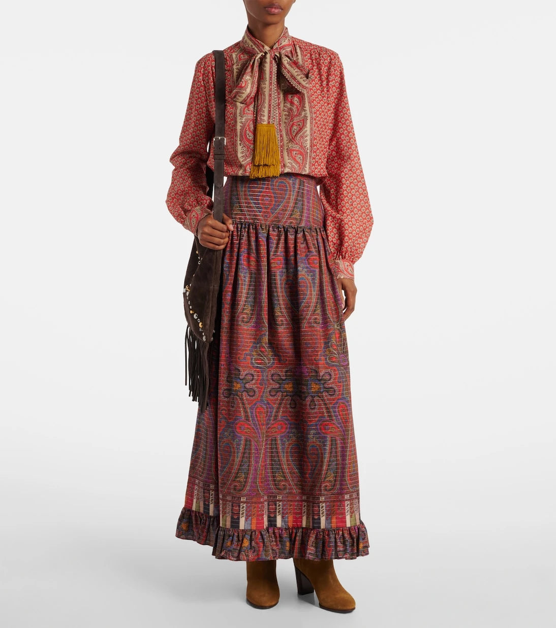 Valentino - Paisley high-rise cotton maxi skirt