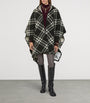 Wool Reversible Check Cape BLACK