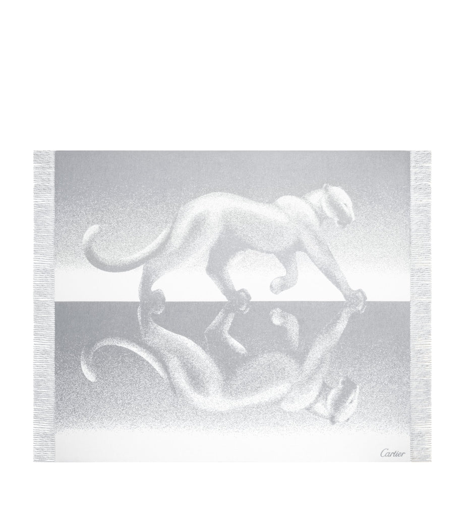 Cashmere Reflecting Panthère de Cartier Blanket (190cm x 140cm)
