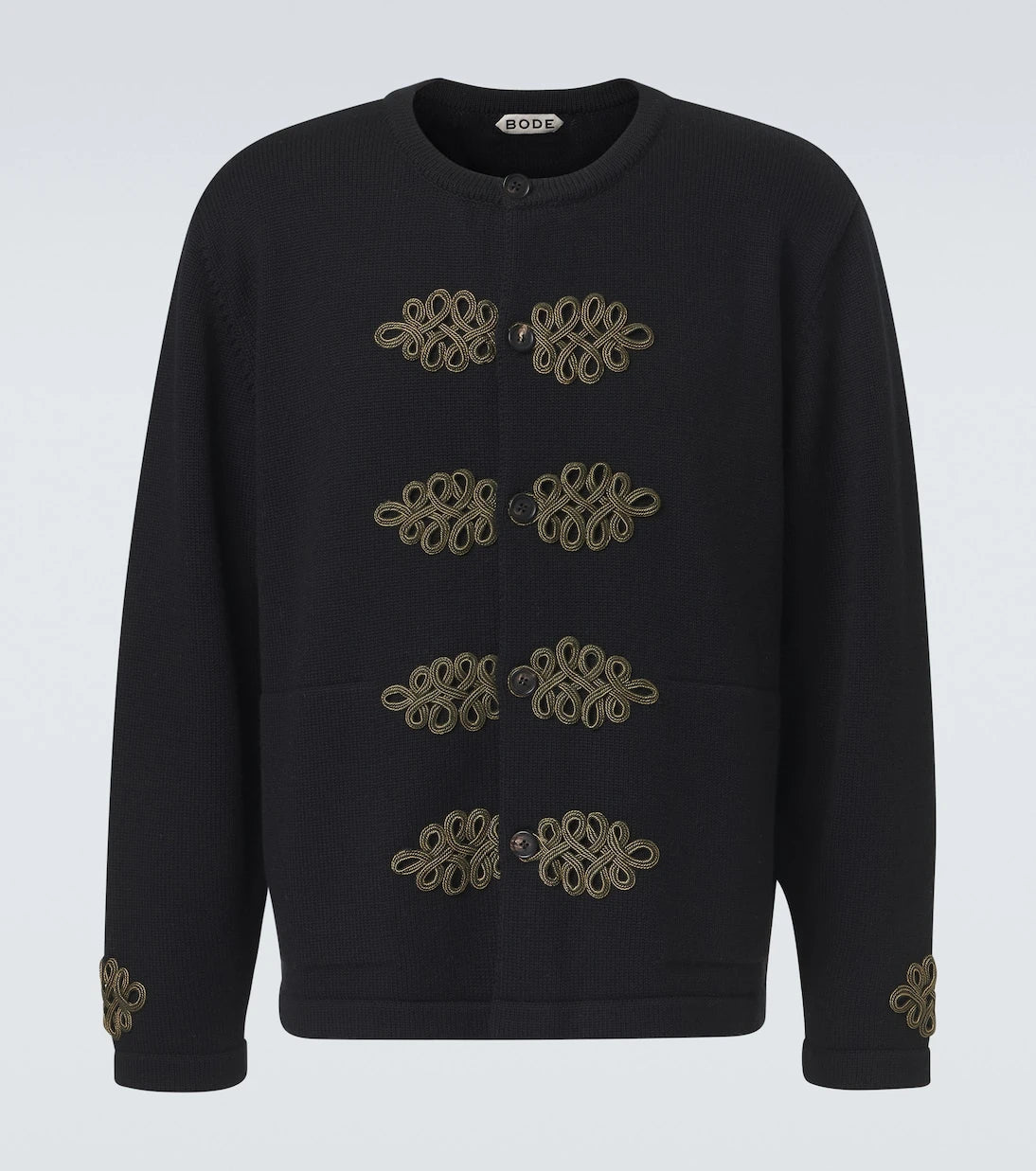 Bode - Looped Frog embroidered wool cardigan