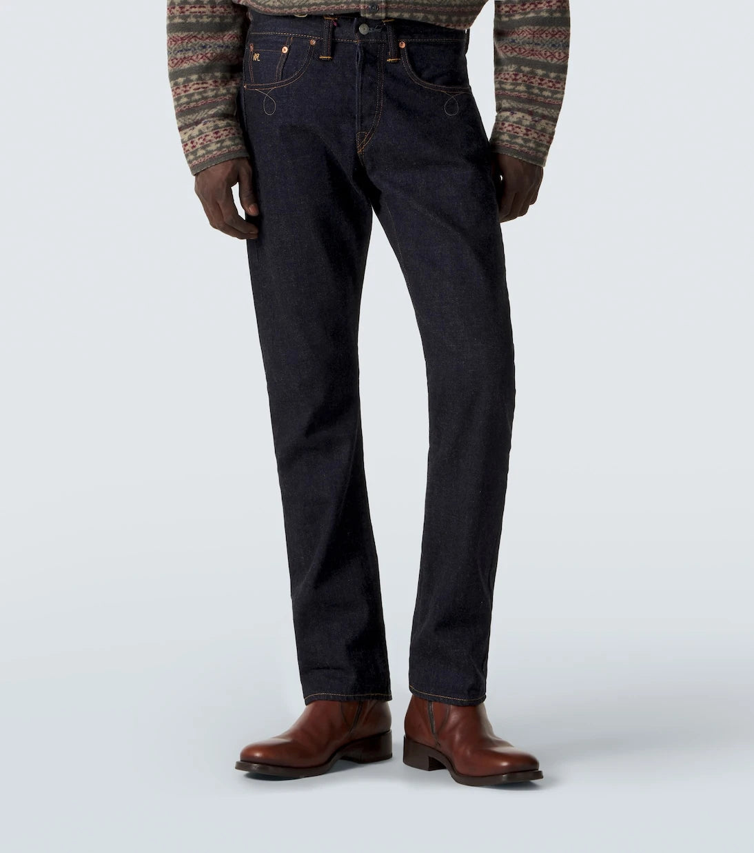 RRL - Embroidered slim jeans