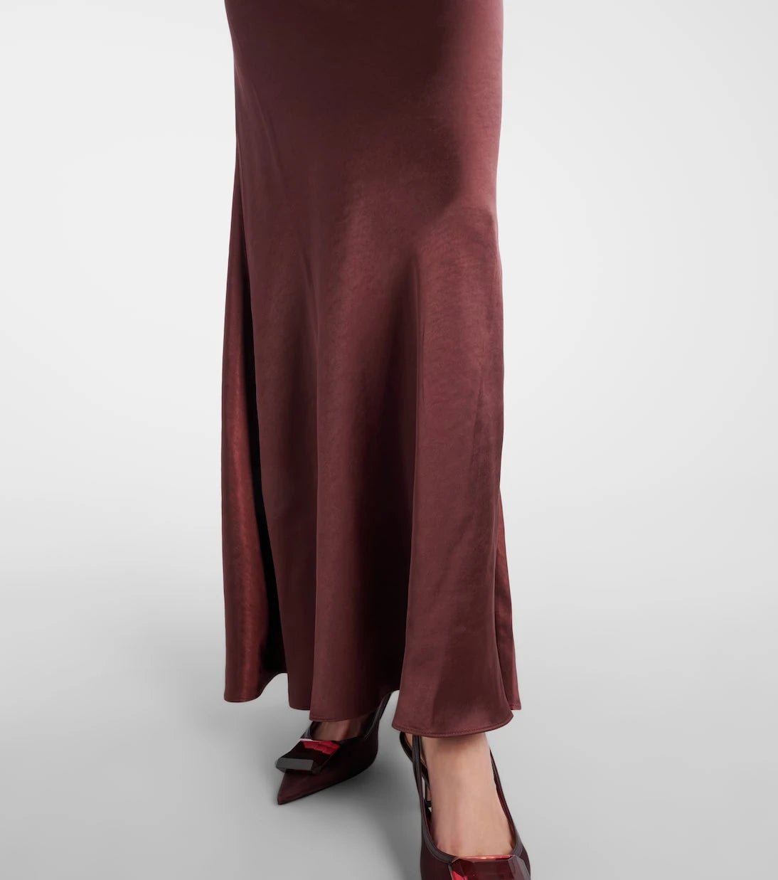 Self-Portrait - Lace-trimmed halterneck satin gown