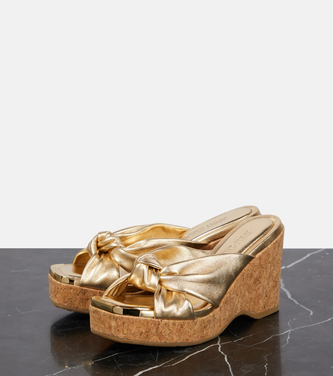 Jimmy Choo - Avenue metallic leather wedge sandals