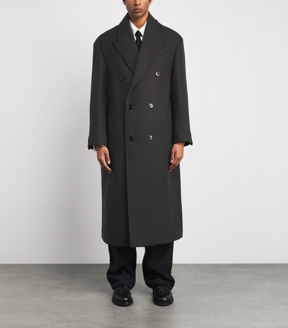 Black Boiled Wool Overcoat