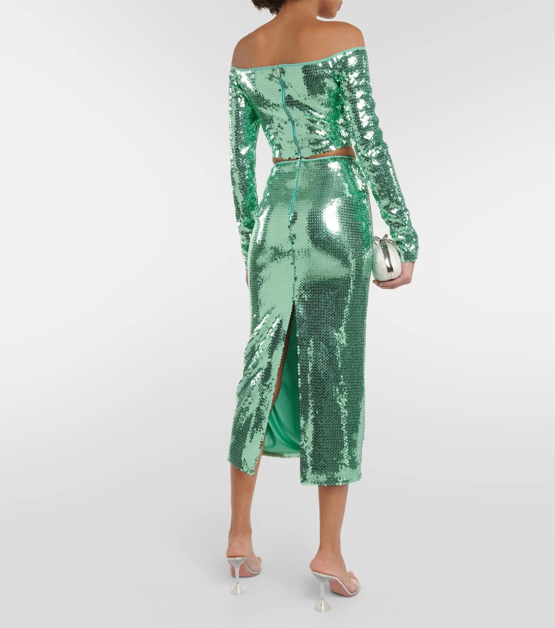 David Koma - Sequined off-shoulder crop top