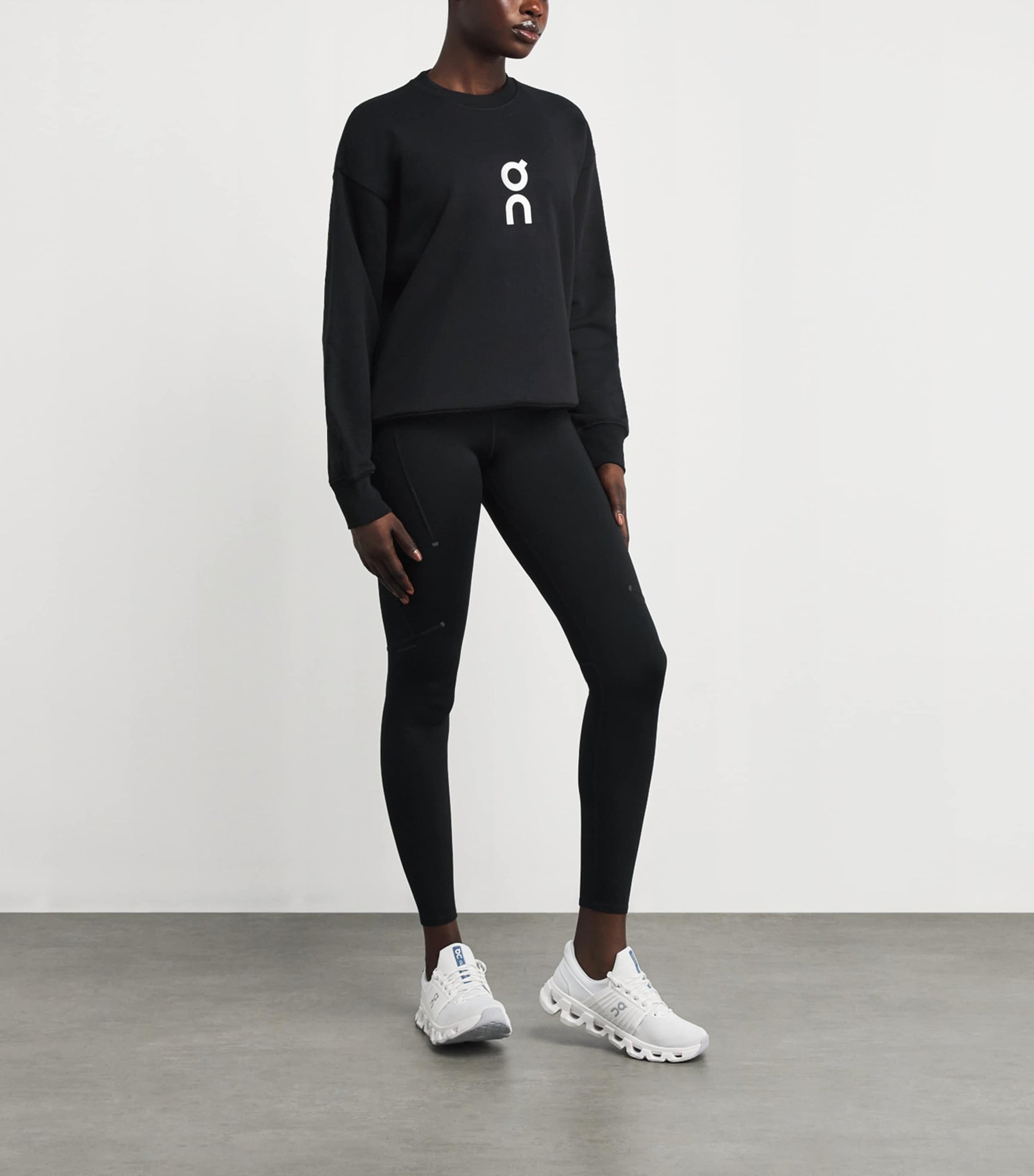 Black Cotton-Blend Club Crew Sweatshirt