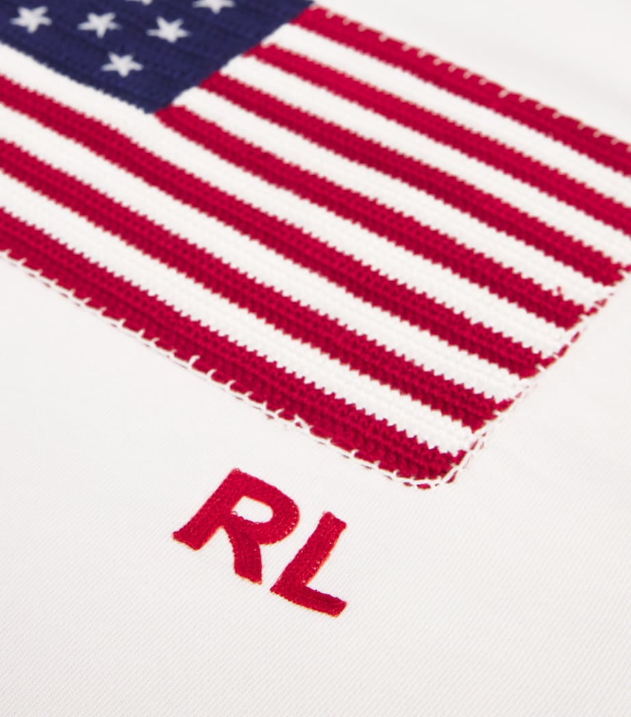 Cotton American Flag Sweatshirt WHITE