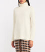 Ivory Open Cashmere High-Neck Sweater