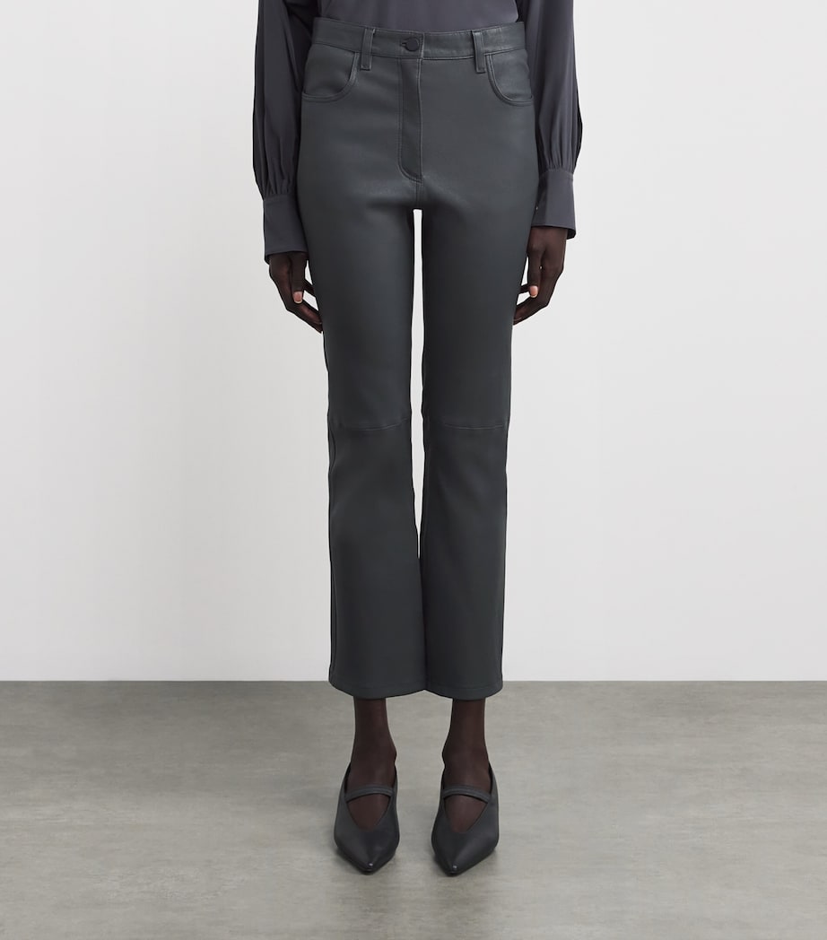 Grey Lambskin Duke Slim Trousers
