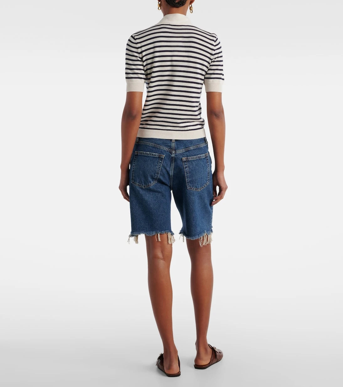 Frame - The Sailor striped tie-neck sweater