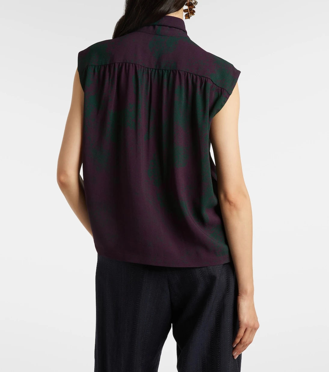 Dries Van Noten - Printed tie-neck top