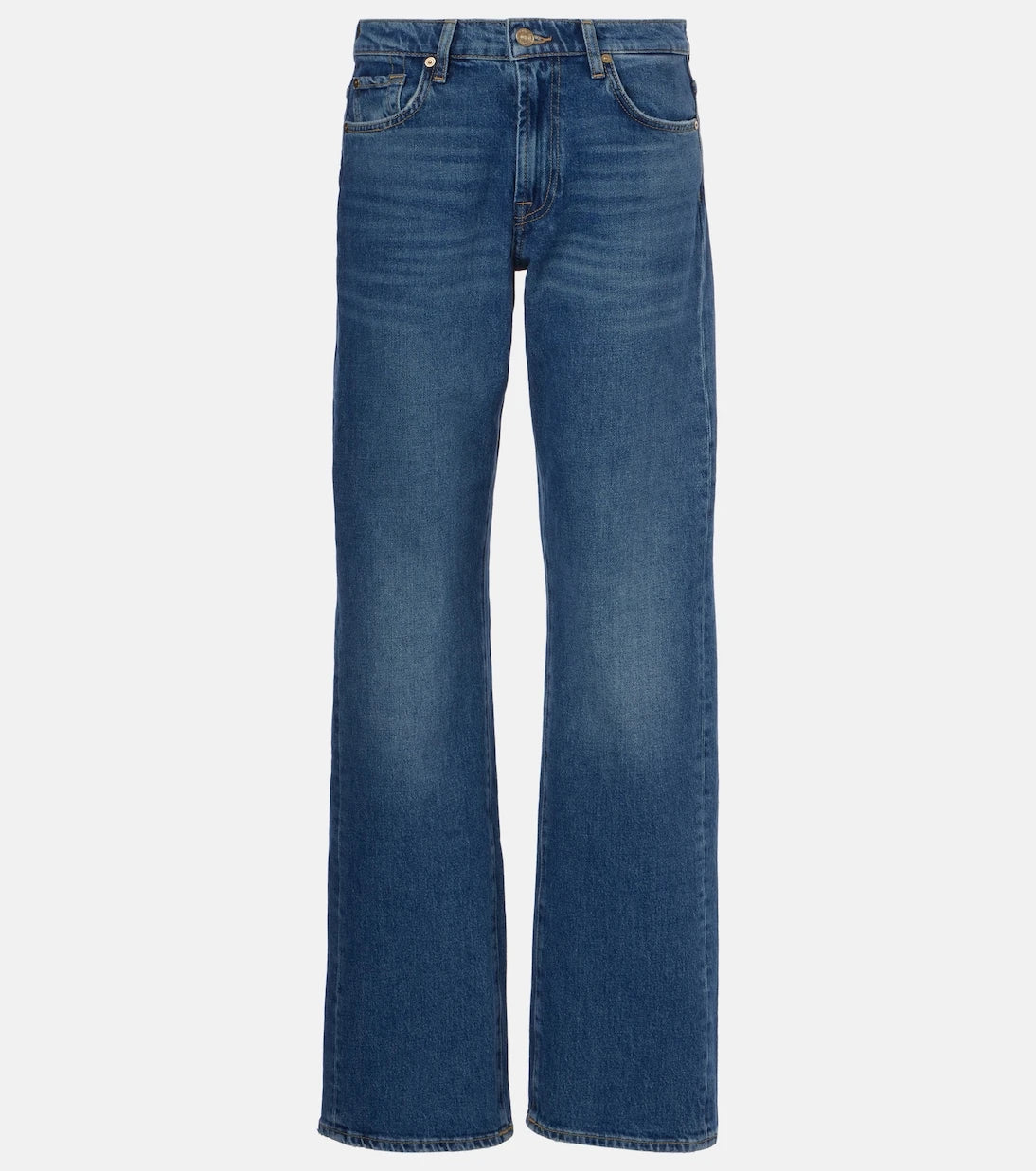 7 For All Mankind - بنطلون جينز تيس بقصّة مستقيمة وخصرٍ عالٍ