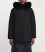 Yves Salomon Black Fox-Rabbit Blended-Cotton Parka (72cm)