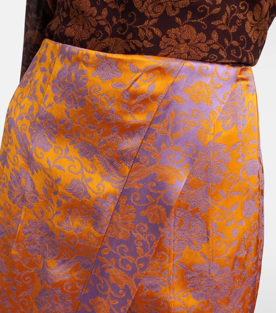 Dries Van Noten - Floral satin jacquard midi skirt