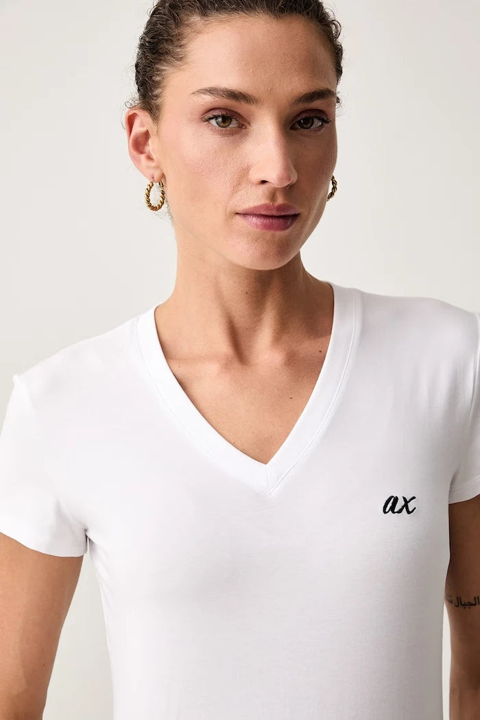 Armani Exchange pamuk ve elastanlı kadın tişört